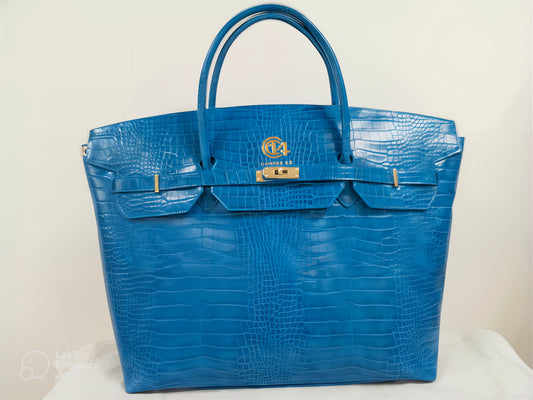 Blue vegan croc tennis bag
