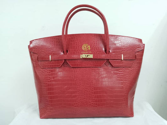 Red vegan croc tennis bag